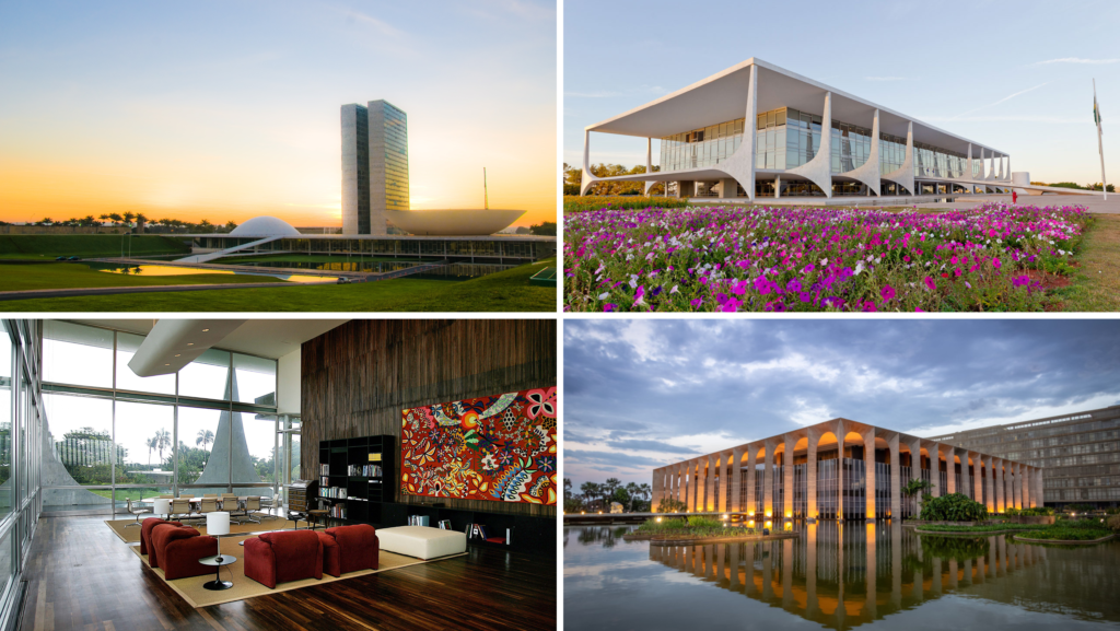 Congresso Nacional, Palácio do Planalto, Palácio da Alvorada e Palácio Itamaraty